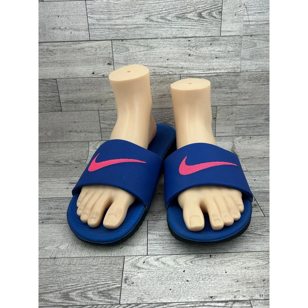 Nike Kawa Slides Women Sz 8 Royal Blue Pink Solarsoft Sandal 819352-404